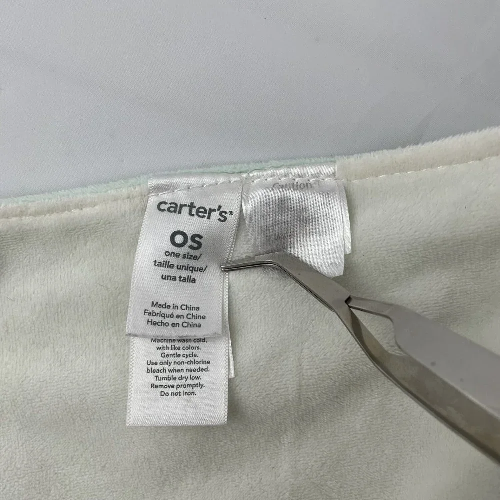 Carters Green White Sheep Lamb 16" Lovey Pacifier Holder Security Blanket Rattle - Picture 6 of 7